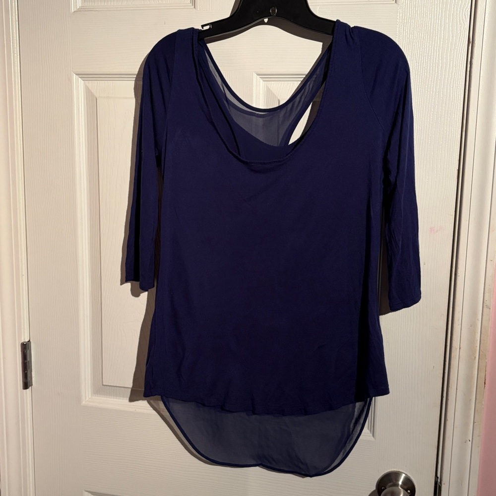 Express Small Navy Blue  Sheer Blouses